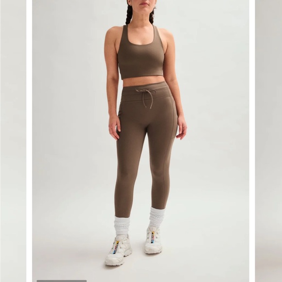 Girlfriend Collective Cafe Compressive Drawstring Pocket Leggings Medium M - Picture 7 of 10